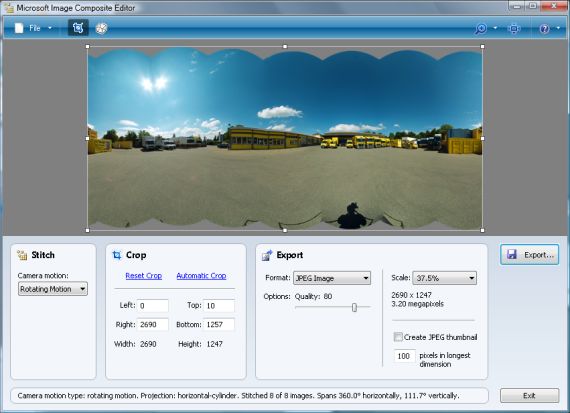 Ergebnis Panoramafoto berechnet mit Microsoft Image Composite Editor ICE