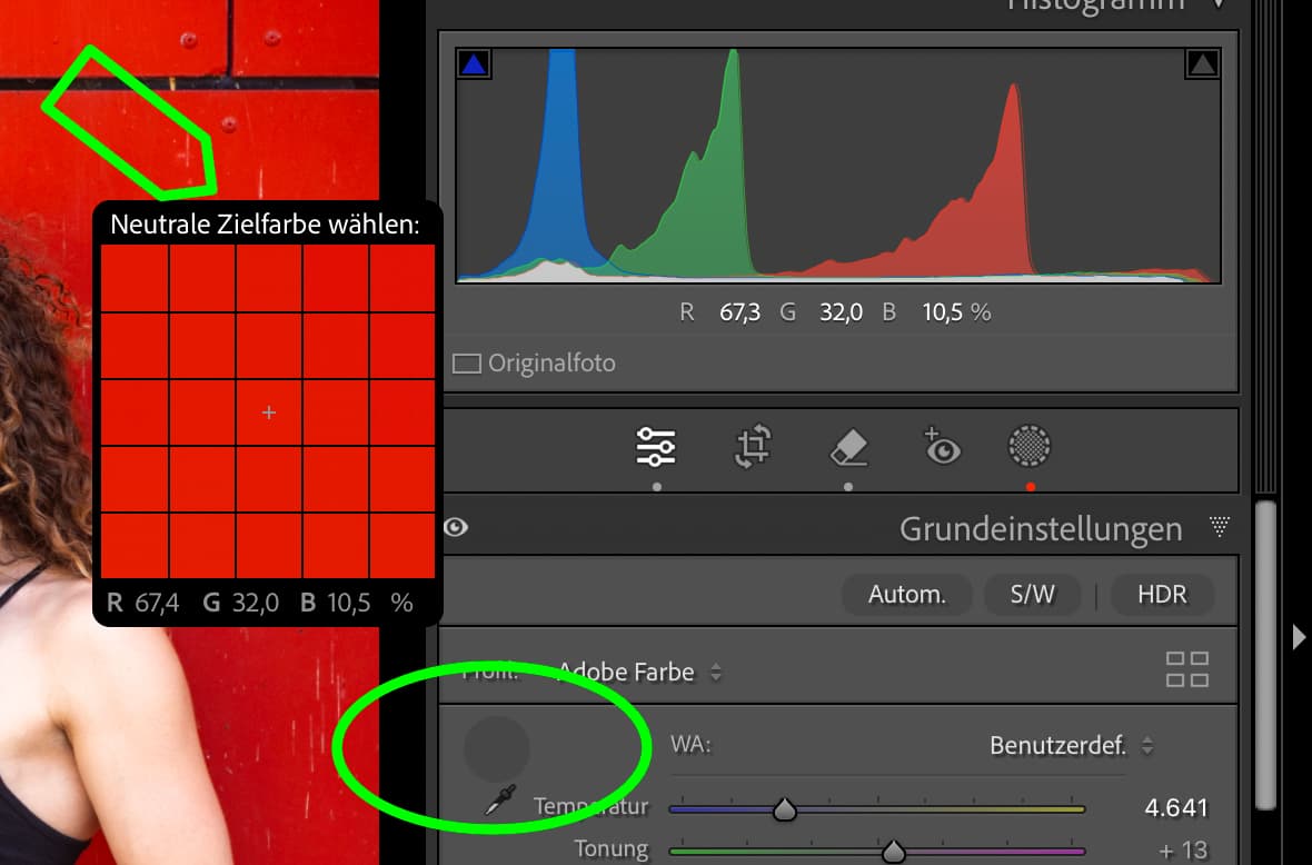 Farbzusammensetzung über Pipette in Lightroom ermitteln Farbzusammensetzung über Pipette in Lightroom ermitteln