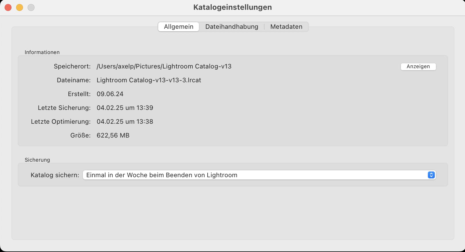 Katalogeinstellungen Lightroom Classic: Speicherort des Katalogs – erster Reiter Katalogeinstellungen Lightroom Classic: Speicherort des Katalogs – erster Reiter