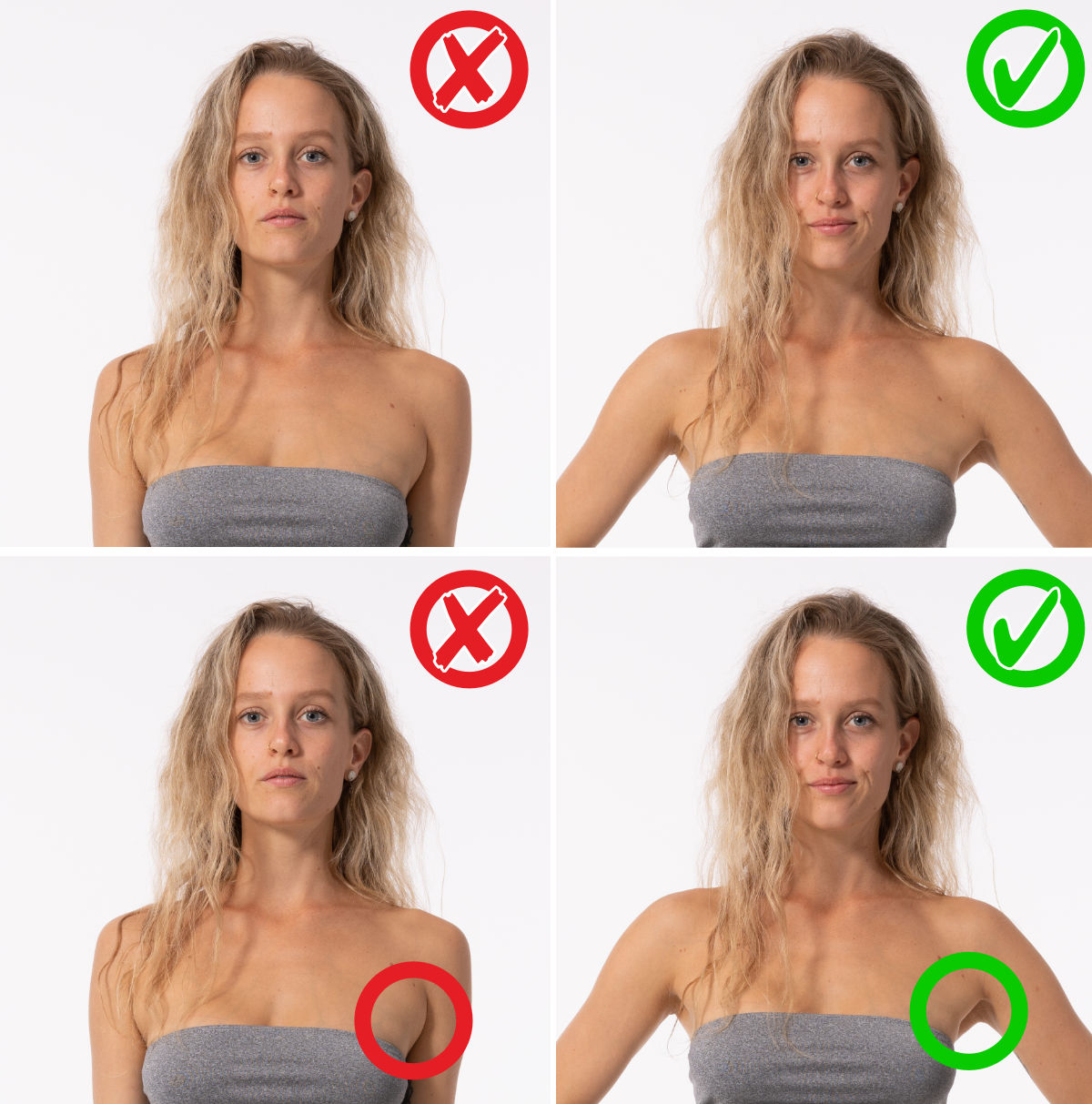 Posing-Fehler: zwischen Oberkörper und Arme erscheinender Bereich